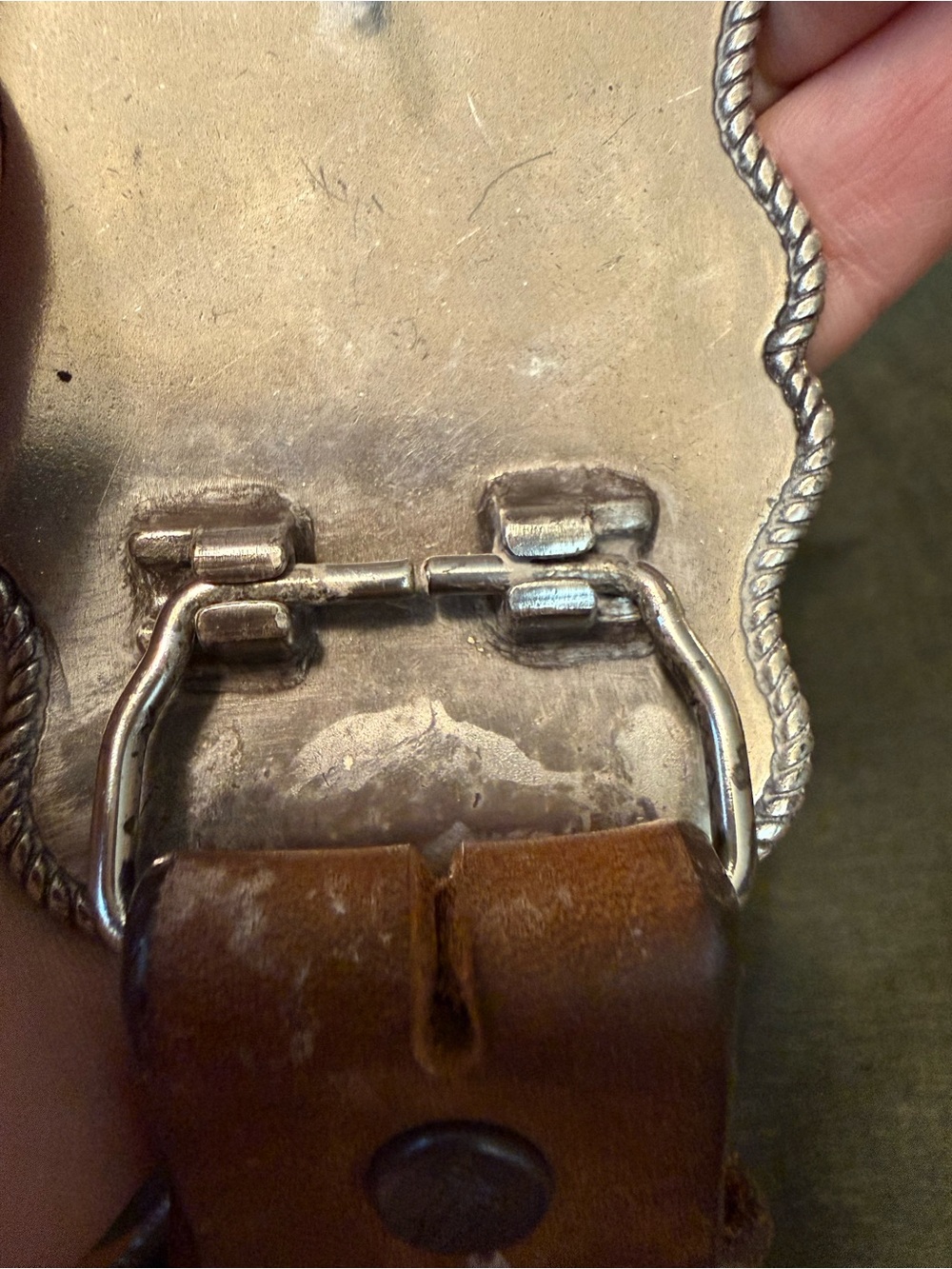 Justin Boots Brown Leather Belt with Silver American Flag Buckle - Picture 6 of 12